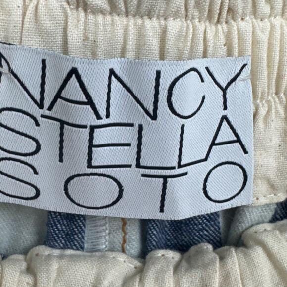 Nancy Stella Soto Denim Striped Leisure Suit Size S Avant Garde Designer Rare - Picture 6 of 12